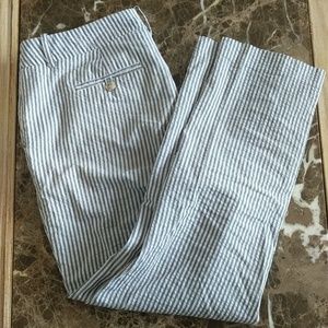 Grey and white striped pants